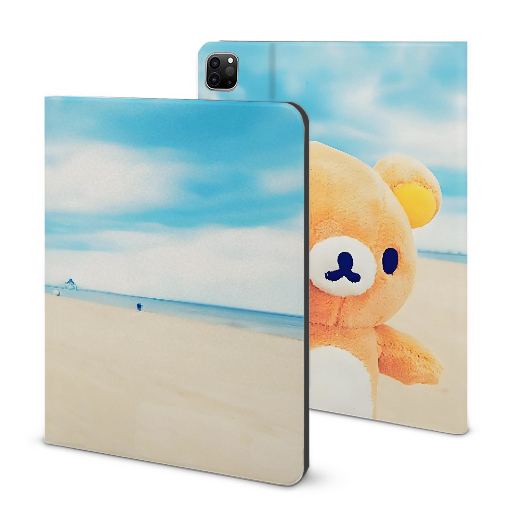 （画像用） リラックマ リラックマ キイロイトリ Rilakkuma Korilakkuma Kiiroitori IPad ケース ブック型 PUレザー TPU 耐衝撃 軽量 薄型 ペン収納なし 全面保護 IPad 各モデル対応